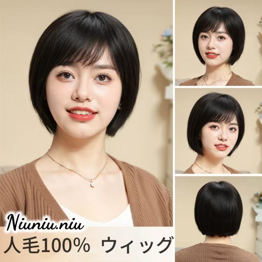レディース ウィッグ 人毛 女性 中高年 ボブ ショート 自然 フルウィッグ ウイッグ かつら 医療用 金髪 黒髪 母の日 プレゼント