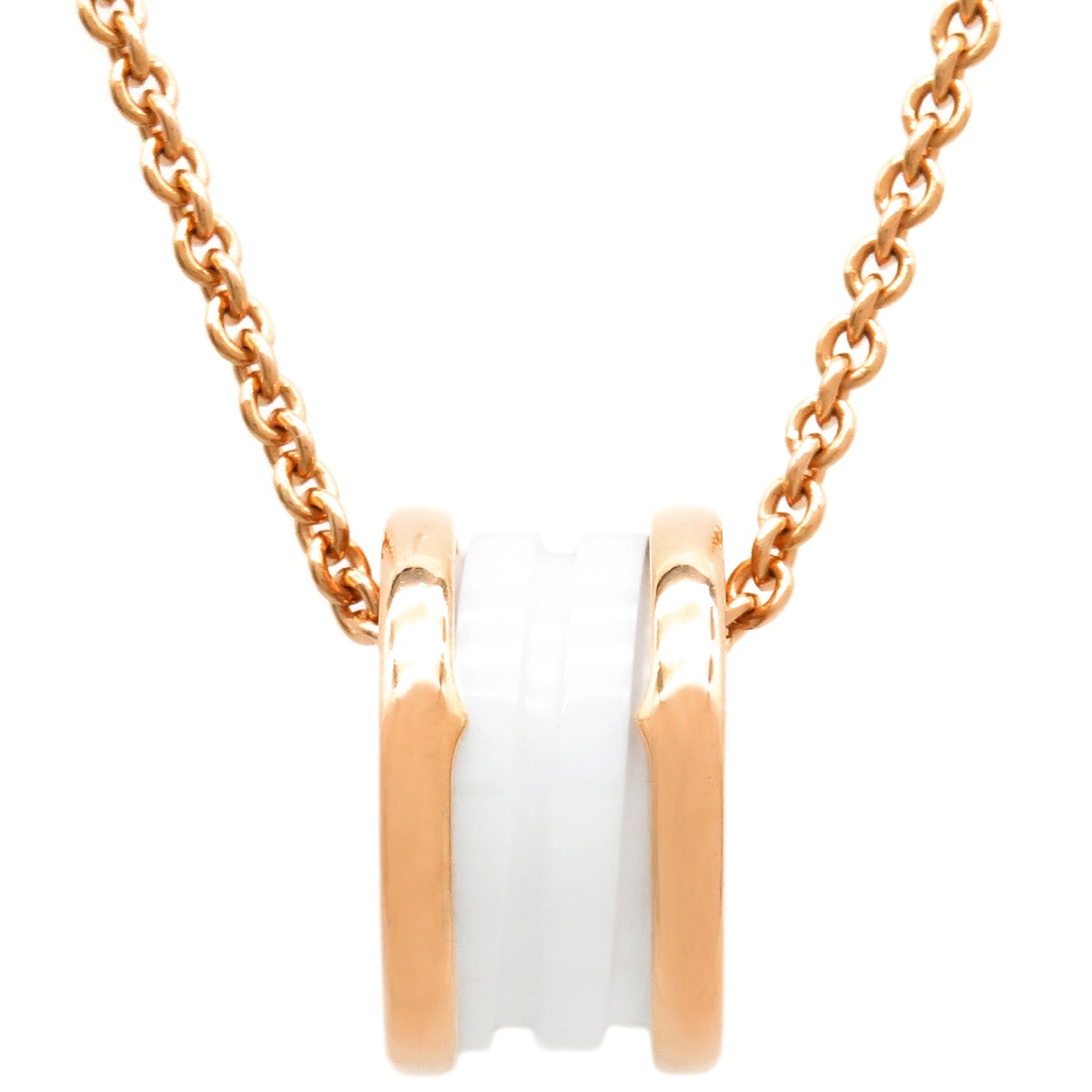 ブルガリ BVLGARI ネックレス ビーゼロワン ネックレス K18PG セラミック ピンクゴールドXホワイト B-zero1 ペンダント 18K 750PG 白 346082 【ケース】【中