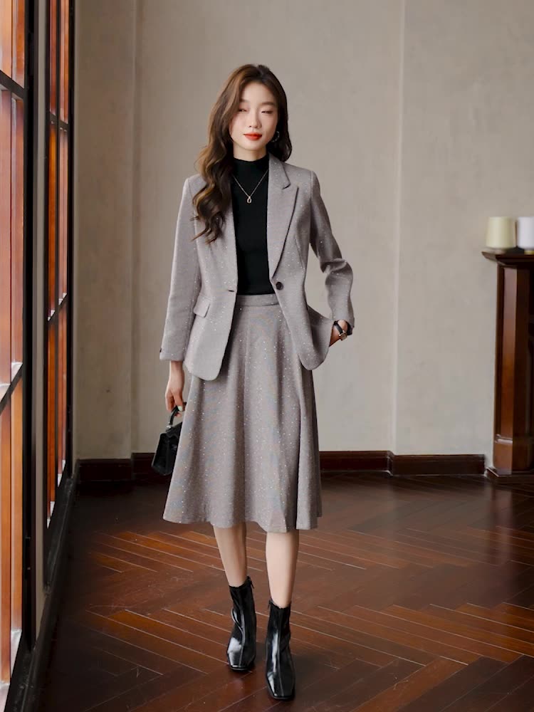 スーツ セットアップ スカート おしゃれ 秋 新作 レディース キャリアファッション 仕事用 体型カバー