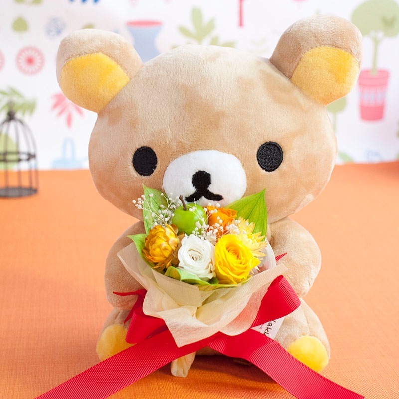 リラックマ ぬいぐるみ プリザーブドフラワー 花 アレンジメント かわいい くま 花束【リラックマ & ブーケ】敬老の日 プレゼント 誕生日 プレゼント 退職祝い. 結婚祝い 結婚記念日 開店祝い 記