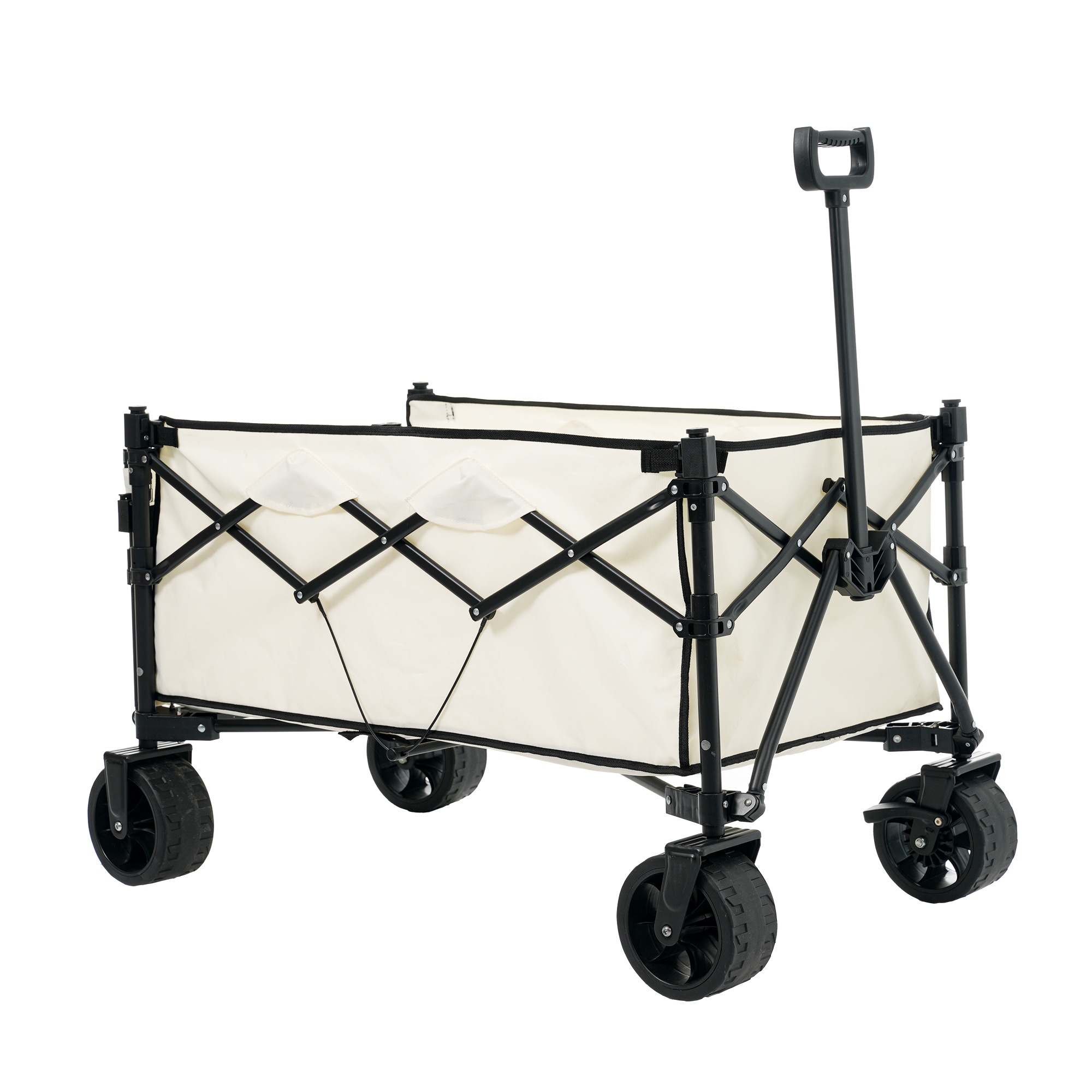 【国内出荷 - 3日配達】【ホワイト】キャリーワゴン アウトドアワゴン 後ろ開け 折りたたみ コンパクト