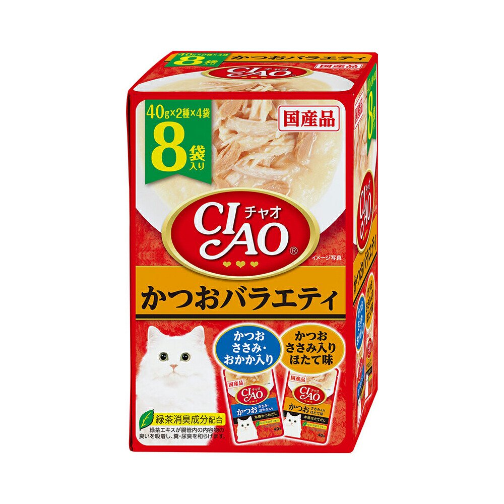 いなば　ＣＩＡＯ　パウチ８袋入り　かつおバラエティ　４０ｇX８袋X１２個　ＣＲＣ35―20―20―10―40