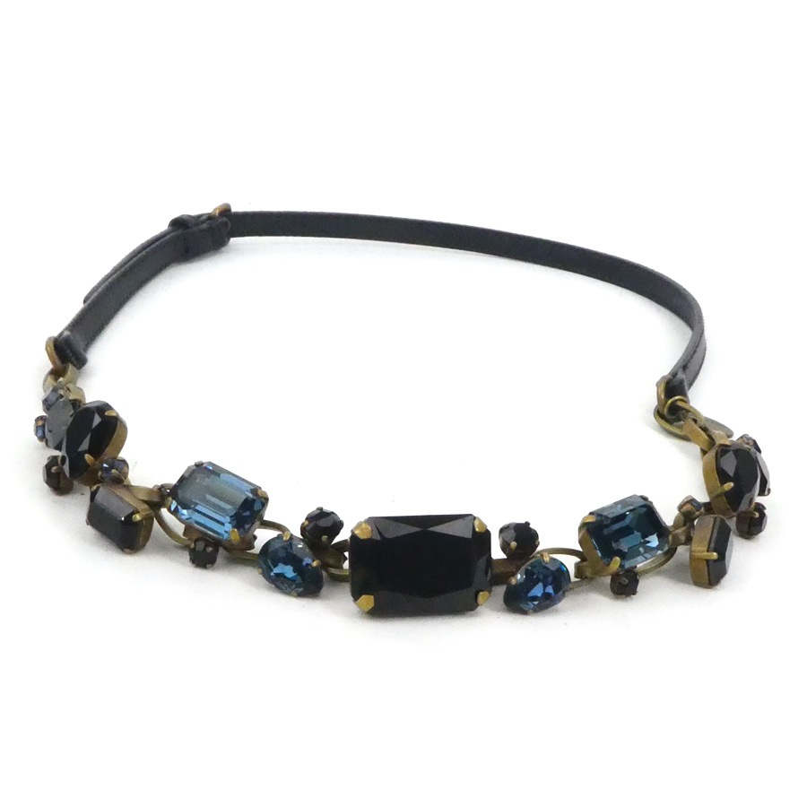 ミュウミュウ MIUMIU ベルト レザー/メタル/ビジュー ブラック×ゴールド レディース h31158a