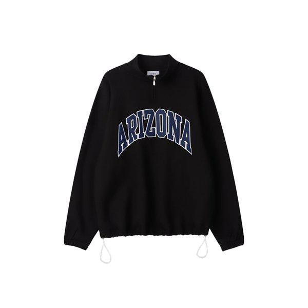 メンズアリゾナオーバーフィットハーフジップ起毛TシャツRM-TSK-Q061-ブラック