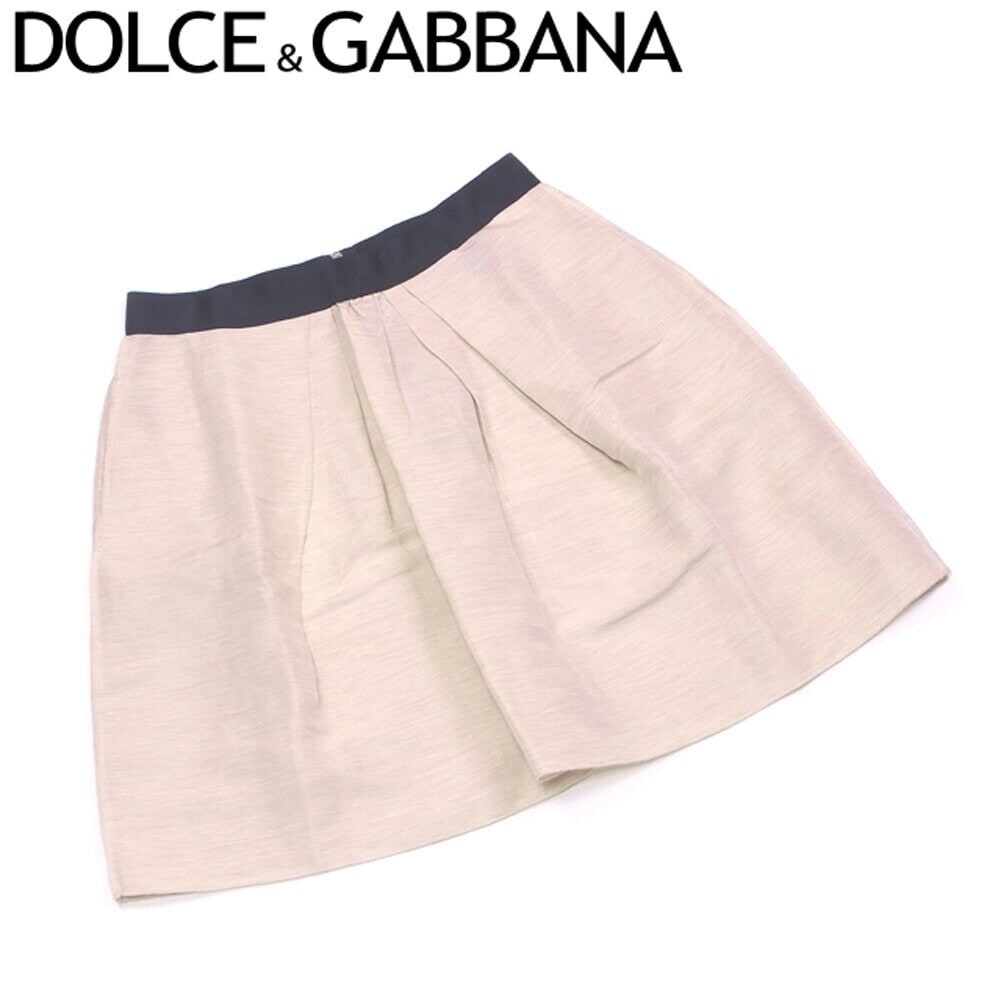 スカート 後ZIP フレアー バイカラー 40サイズ ドルガバ ベージュ ブラック シルバー 中古