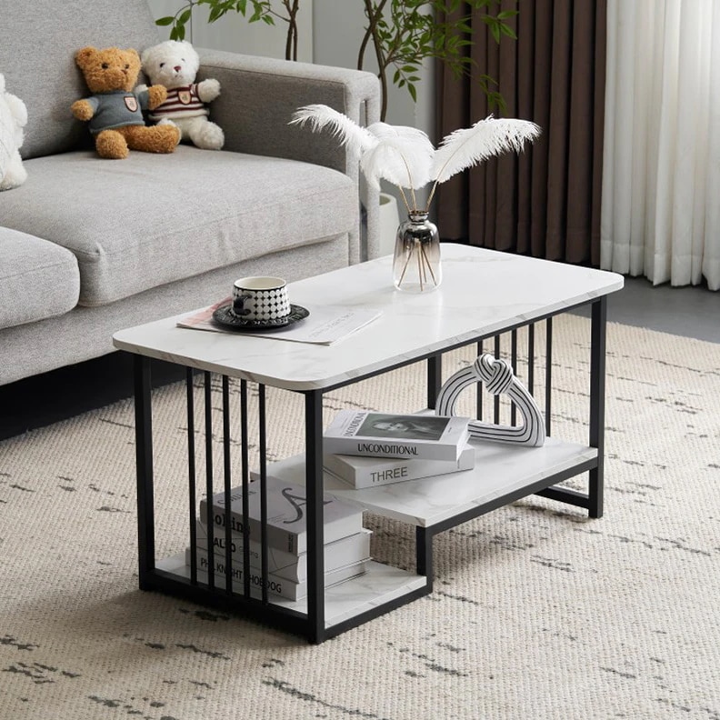 【国内即日発送】センターテーブル 大理石調 幅90cm 収納付き 長方形 ローテーブル おしゃれ 収納棚 コーヒーテーブル リビングテーブル コンパクト 北欧 カフェテーブル
