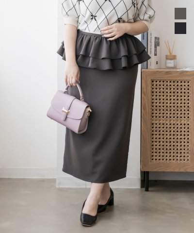 大きいサイズ レディース LL 3L 4L XL XXL XXXL ティアードベルトセットナロースカート