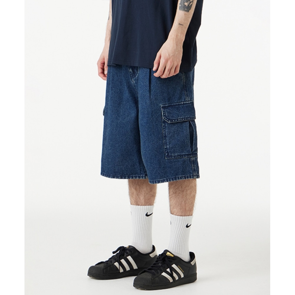 アーバネージバミューダカーゴデニムショート_ミディアムブルー