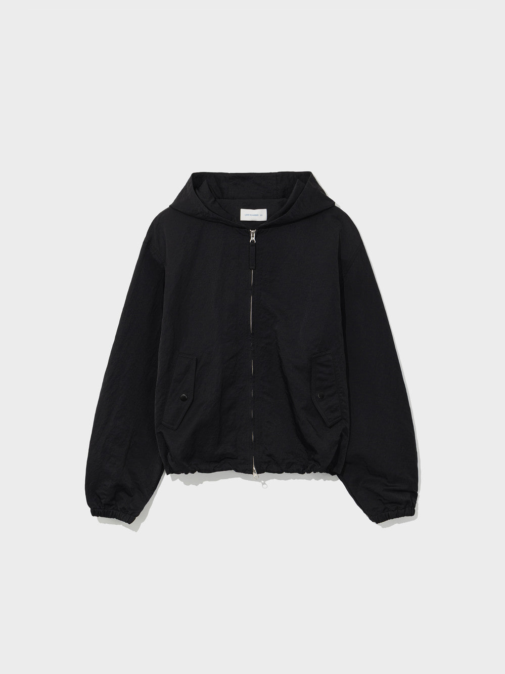 【LOW CLASSIC】26SS NYLON HOODED ZIP-UP JACKET : BLACK