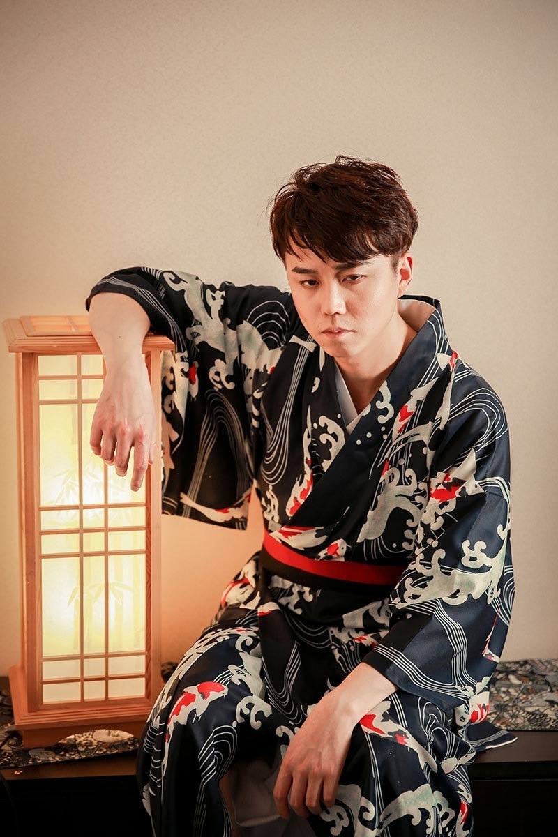 浴衣 男性用着物フォーマルスーツ伝統的な着物サムライスーツ大きな鯉サムライ着物スーツ綿素材ポリエステル繊維 夏祭り 花火大会 文化祭 学園祭