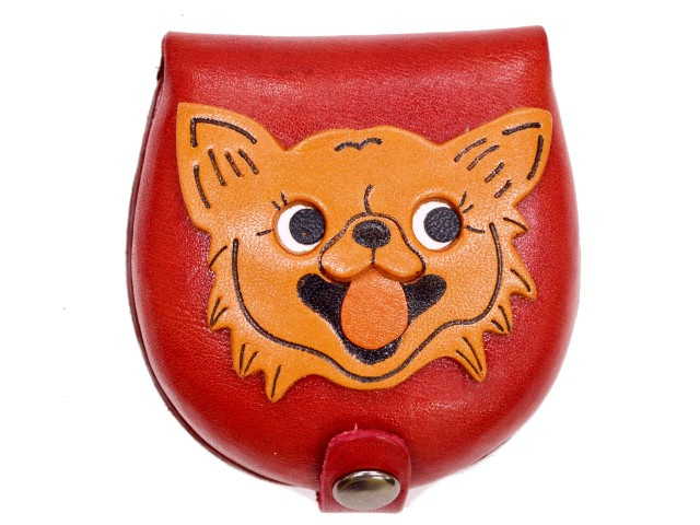 チワワ カラーコインケース 赤　小銭入れ/財布 レザー/本革 VANCA/バンカクラフト