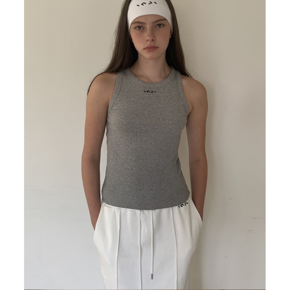 INJIACTIVE クラシックリブ付きスリーブレスグレー