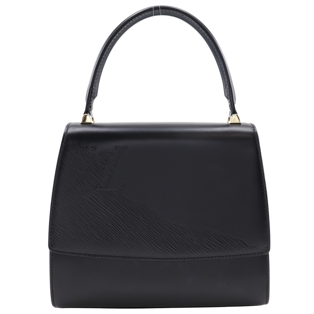 アテネ オペラライン M63902 ハンドバッグ エピレザー 黒 MI1914 レディース 中古品 A-ランク