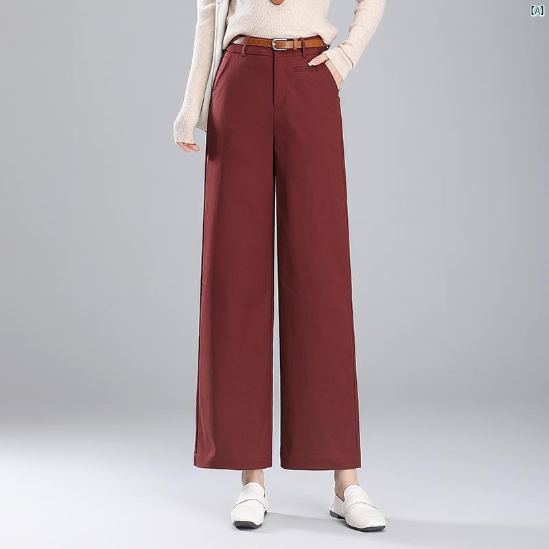 レディース　ファッション　オシャレ　シンプル 春秋 ワイド レッグ パンツ ナロー ハイウエスト ドレープ カジュアル 大きいサイズ MM 九分丈 小柄 ストレート