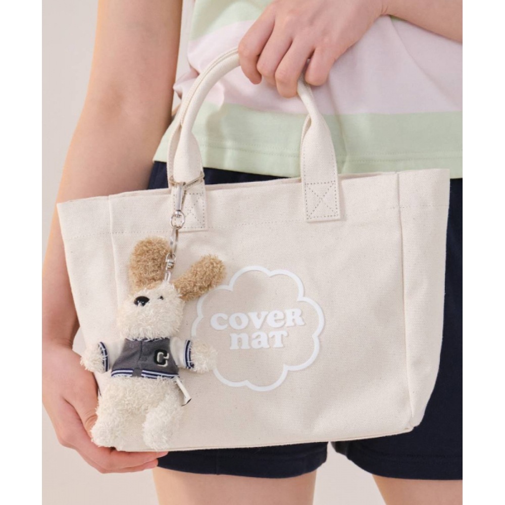 COVERNAT WOMAN クローバーハートキャンバスミニトートバッグアイボリー
