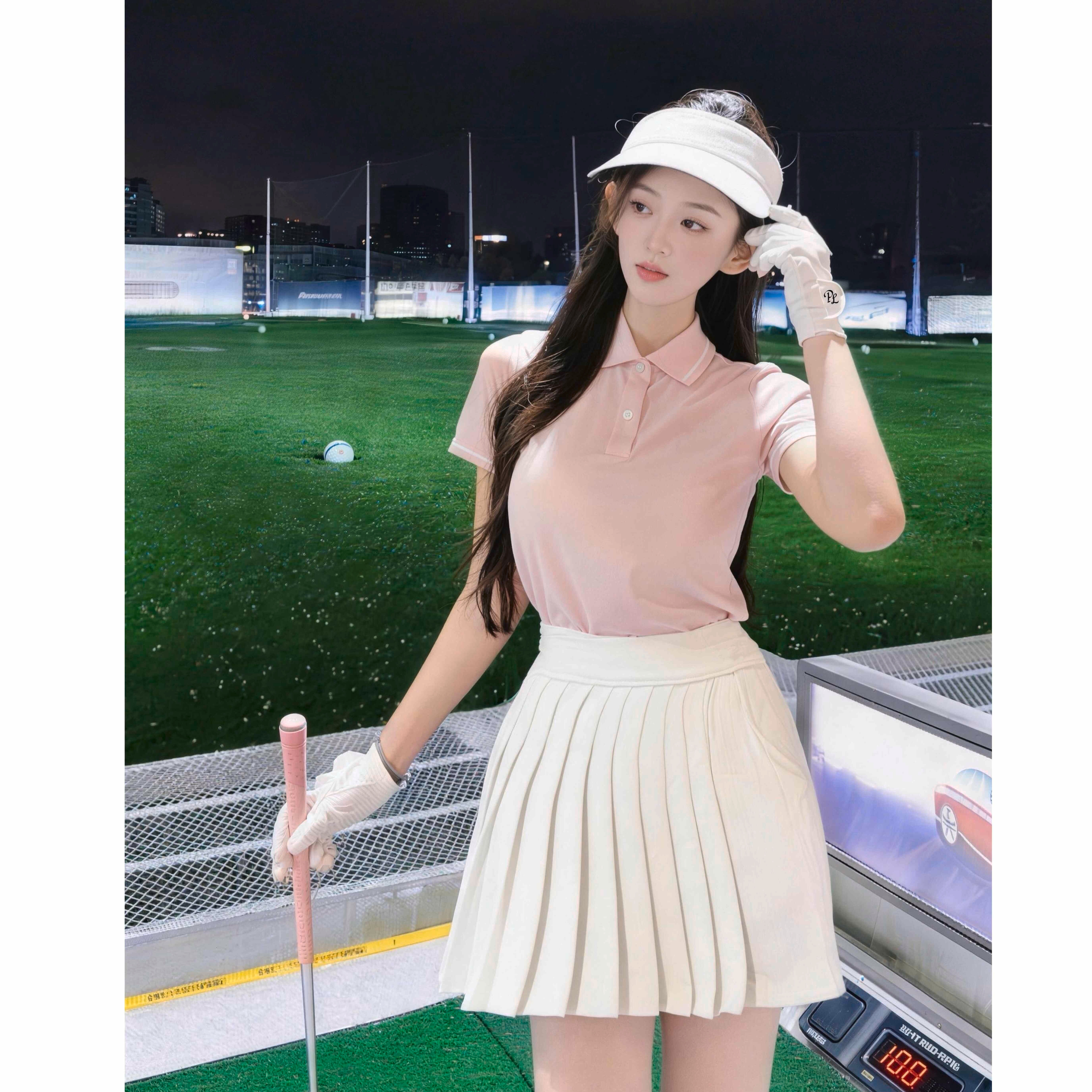 2026新作 ゴルフウェア スカート 速乾 半袖 ホワイト ピンク 夏 レディース ゴルフ スポーツ