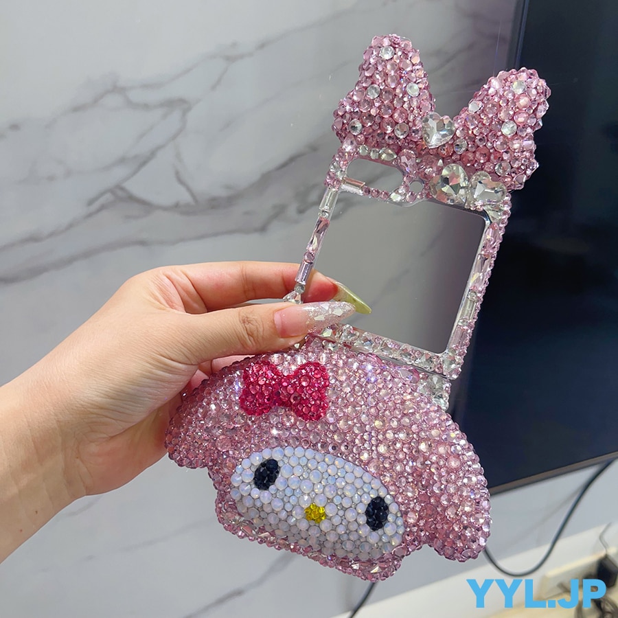 ハンドメイド galaxy z fold7ケース マイメロディ galaxy z flip7 ケース かわいい ラグジュアリー fold6/5/4/3 flip6/5/4/3 キラキラのラインストーン