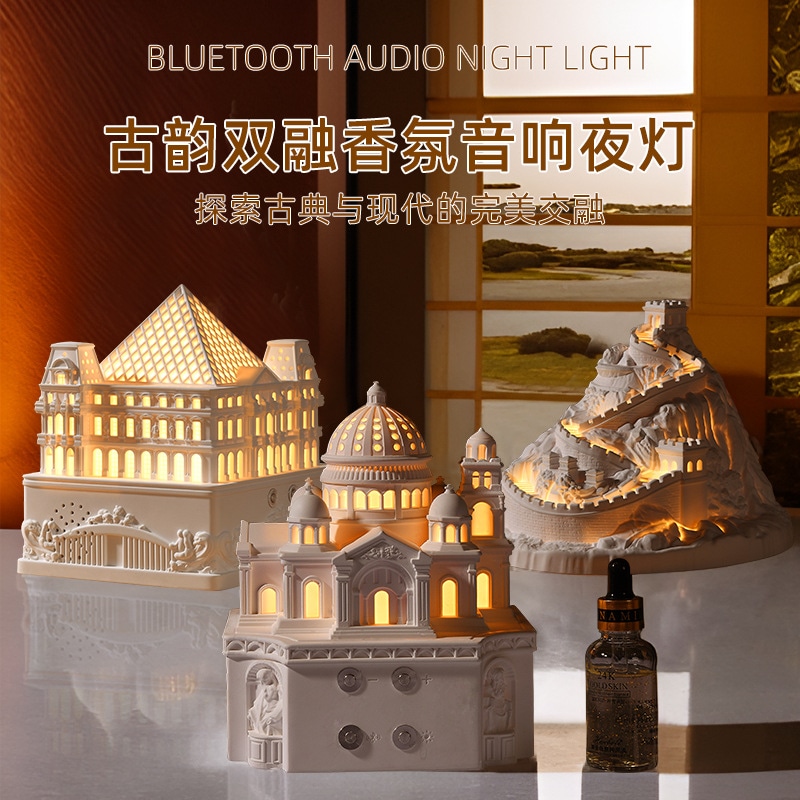 アイデア新年プレゼントヨーロッパ式Bluetooth音響小夜灯拡香石アロマ置物高級土産