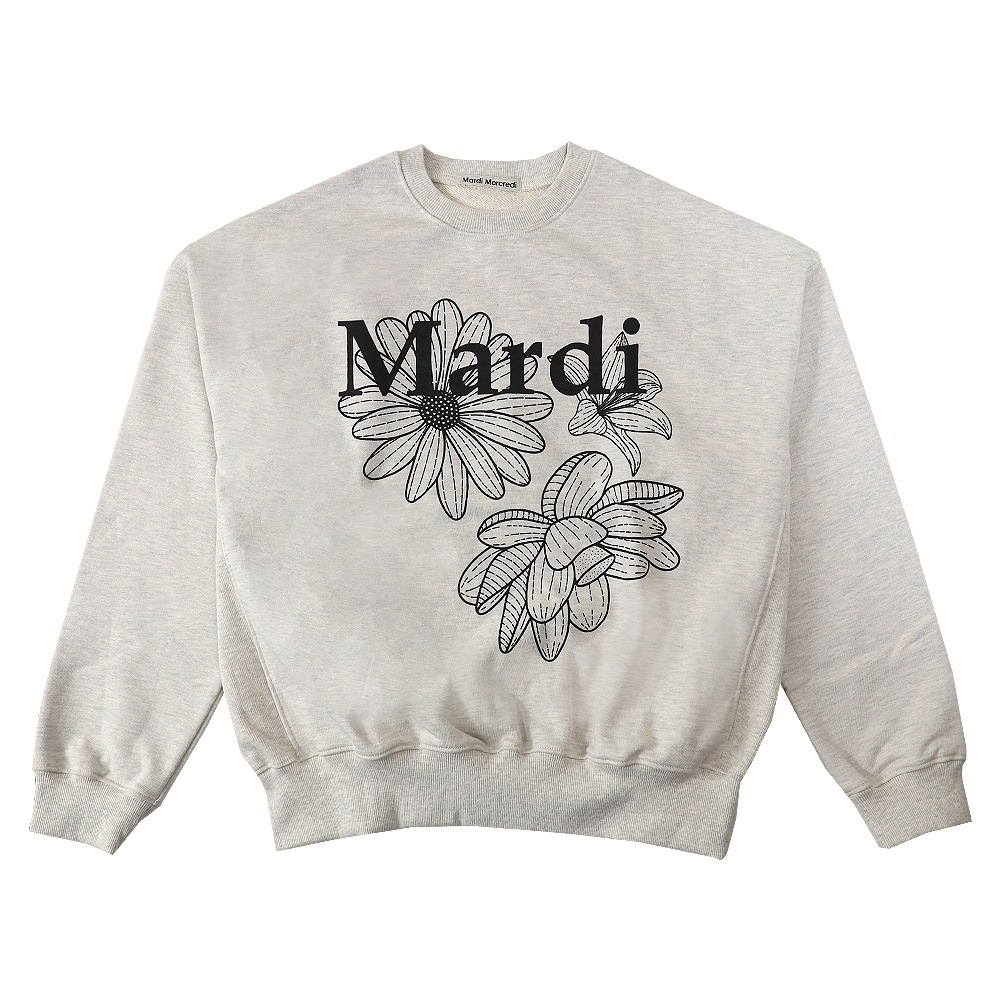 SWEATSHIRT TRIPLE FLOWER OATMEAL BLACK 長袖 レディース 韓国 ファッション アパレル