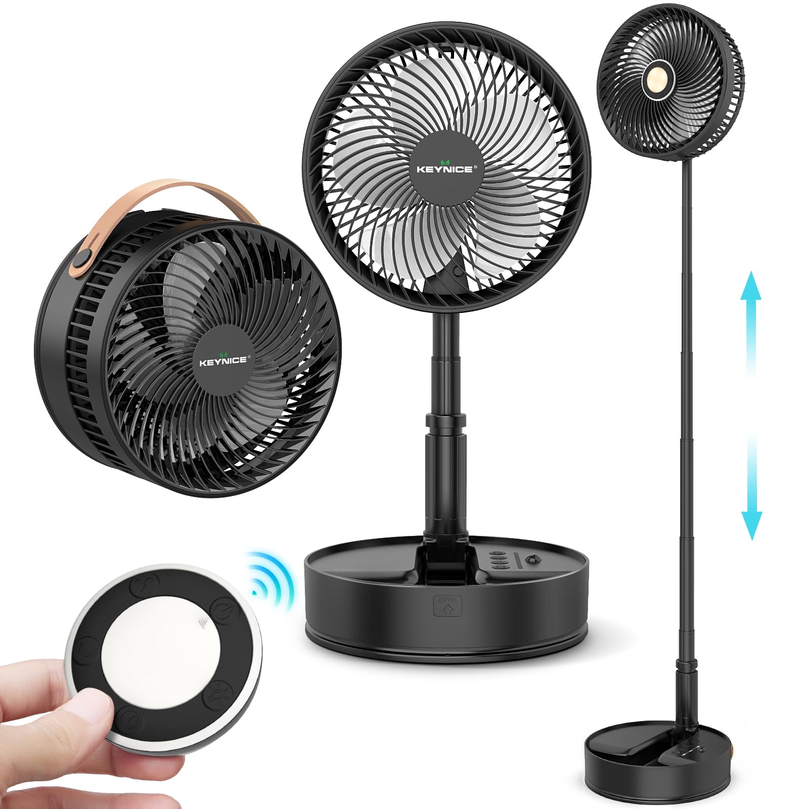 【2024年節電型】Keynice 扇風機 折りたたみ 伸縮式 リビング 卓上扇風機 dcモーター 首振り USB充電式 コードレス タイマー付き 静音 リモコン付き 7200mAh電池 高さ自由調節