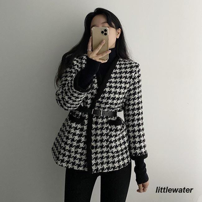 トレンチコート レディース チェスターコート 千鳥柄 ピーコート コート ニット アウター 秋 春 スプリングコート チェック柄 ノーカラーコート