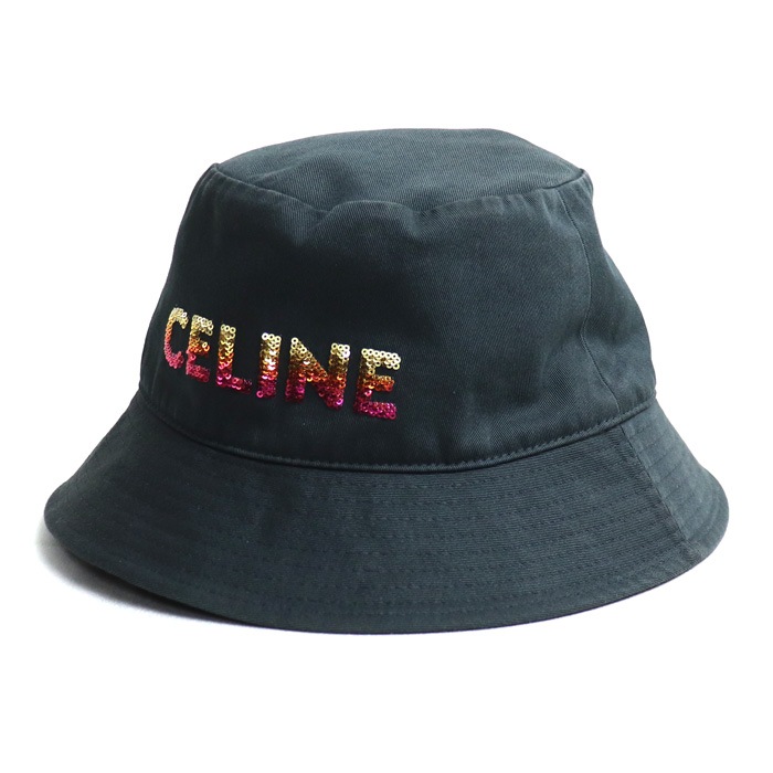 CELINE セリーヌ ロゴ エンブロイダリー バケットハット ハット ブラック 2AUO1968P S ユニセックス 中古