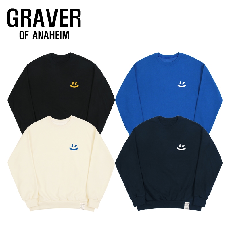 [UNISEX]Spray small drawing smile sweatshirt_4color