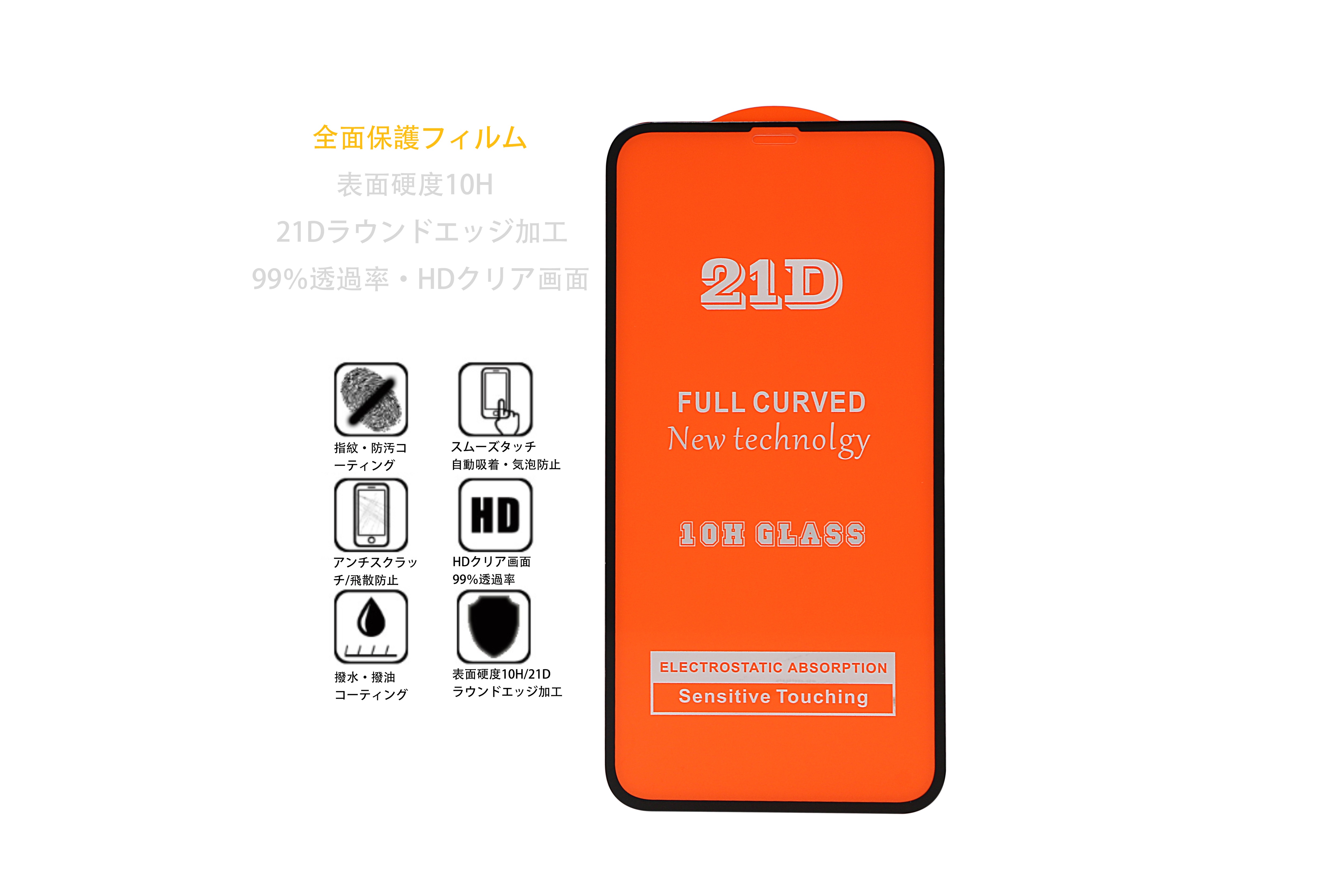 [GQRP] 2019年度最新版 全面保護フィルム 最高硬度no.1 21Dラウンドエッジ加工 １０H最高硬度 HDクリア画面 99%透過率 59,999円