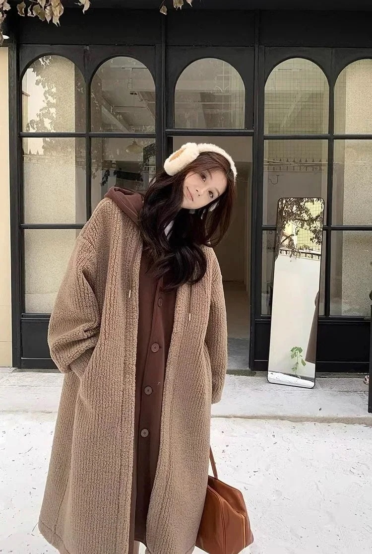 秋冬 新作 フェイクレイヤード ノーカラーコート 厚手 裏起毛 アウター シンプル ジャケット レディースコート 通学30%までに制限