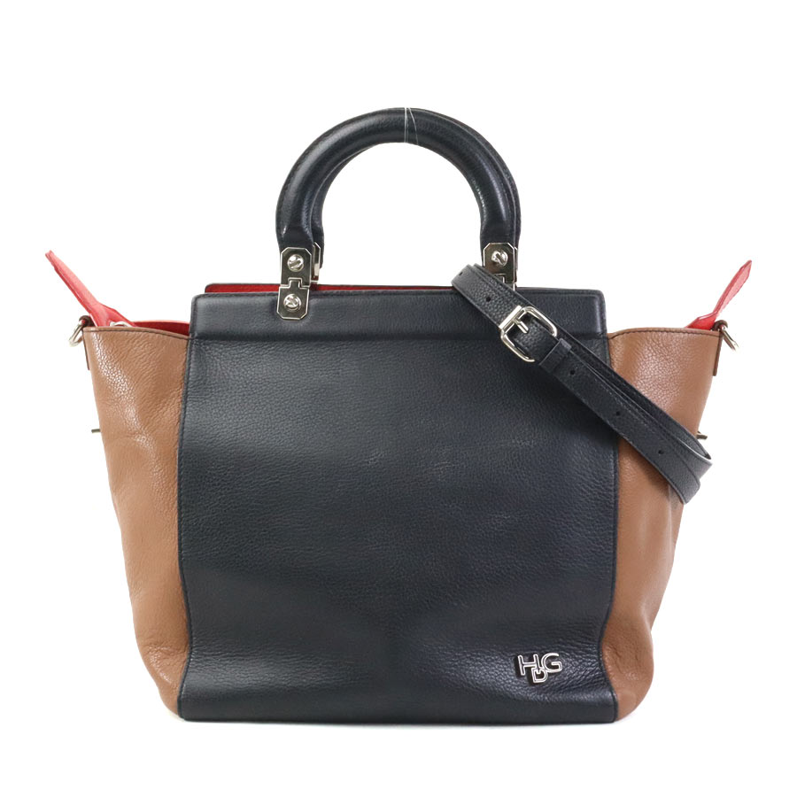 ジバンシィ GIVENCHY ハンドバッグ ショルダーバッグ レザー ブラック×ブラウン×レッド レディース r10426a