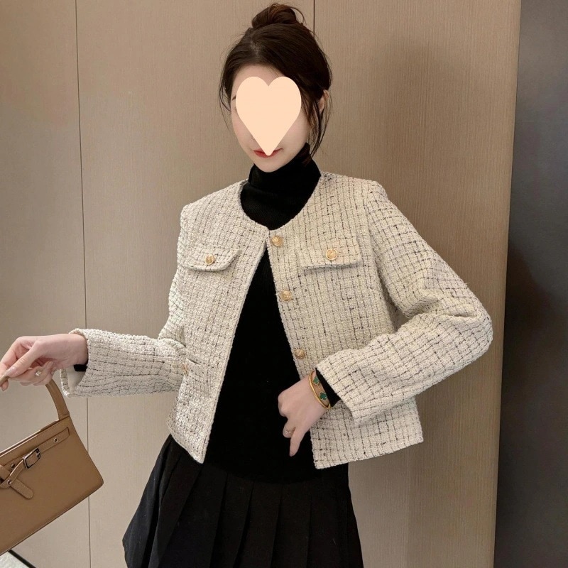 （細工が凝っている）女性のための小さなフレグランススタイルのジャケット春と秋の新しいトップレトロハイエンドデザイングリーンスリム気質セレブリティショートジャケット