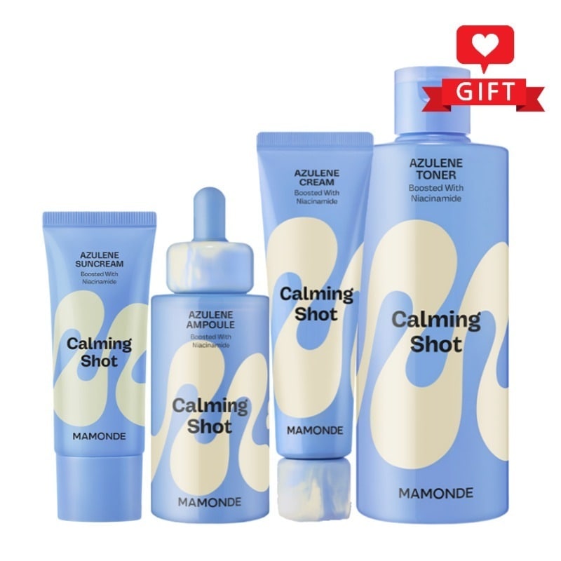 カーミングショット アズレン 4点セット（トナー300ml+アンプル50ml+クリーム60ml+日焼け止め35ml） / 敏感肌/鎮静ケア/低刺激/紫外線対策