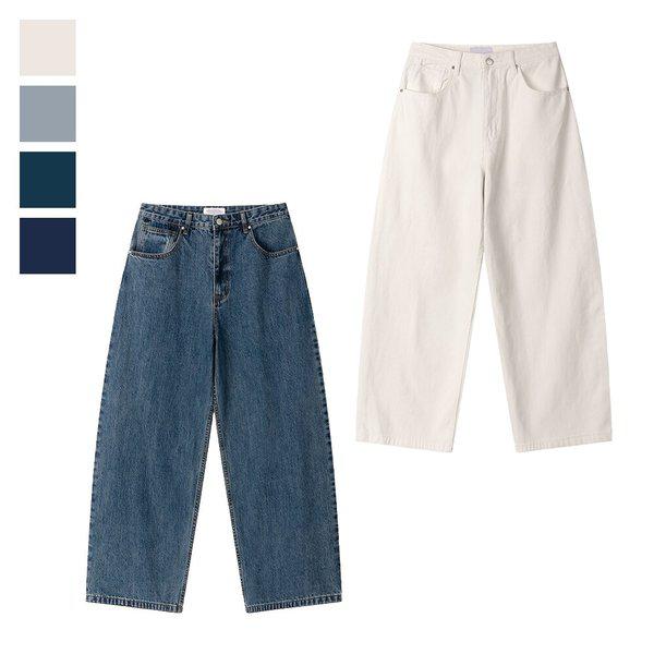 メンズ フォーシーズンズ ベーシック ワイド デニム パンツ SG-JEA-Q085-アイボリー