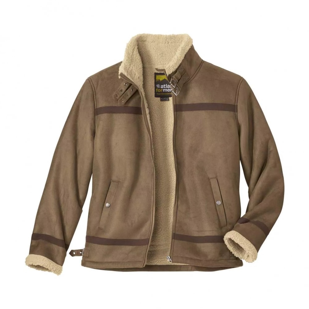 (英国より直送) Atlas 男性用メンズフェイクスエードシェルパ裏地付きパッド入りジャケット