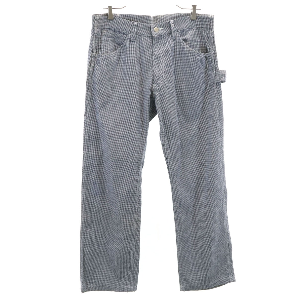 COMME des GARCONS HOMME コムデギャルソンオム 2008年 日本製 ハウンドトゥース柄 ペインターパンツ M ネイビー 千鳥格子 メンズ 古着