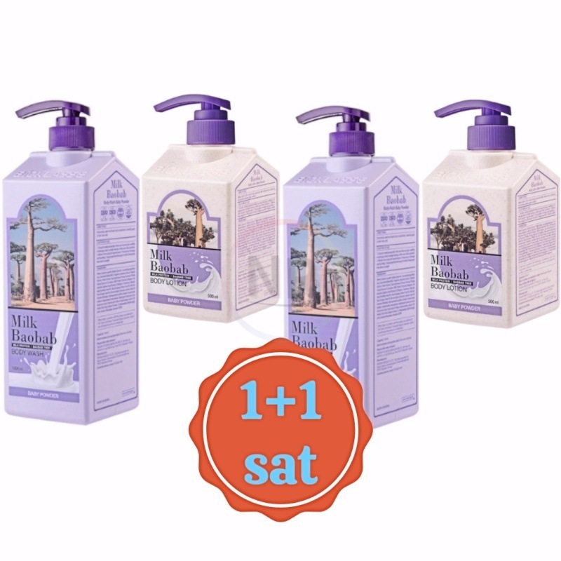 1+1 ベビーパウダーの香り ボディウォッシュ1000ml + ボディローション500ml sat