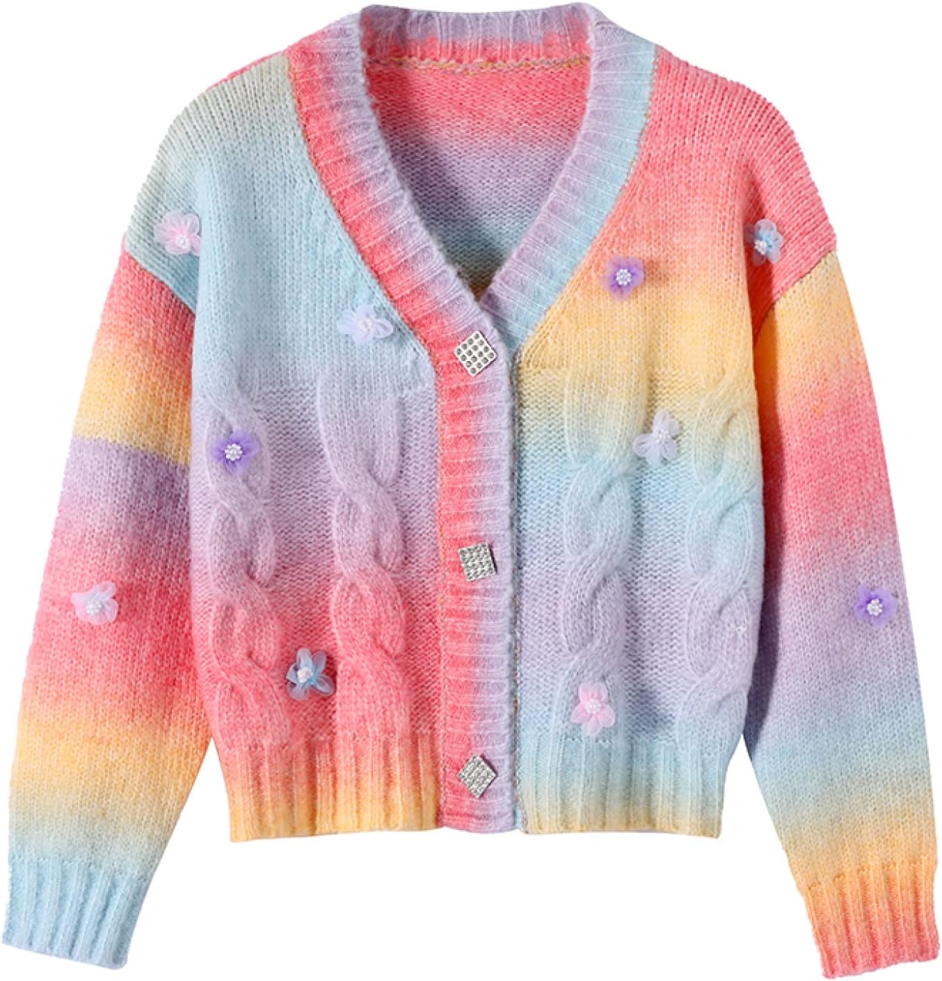 ショート丈 カーディガン レディース 柔らかい レインボー セーター 羽織る 服 アウター トップス 普段使い コート ニットレディース 上着 おしゃれ オシャレ お出掛け エ