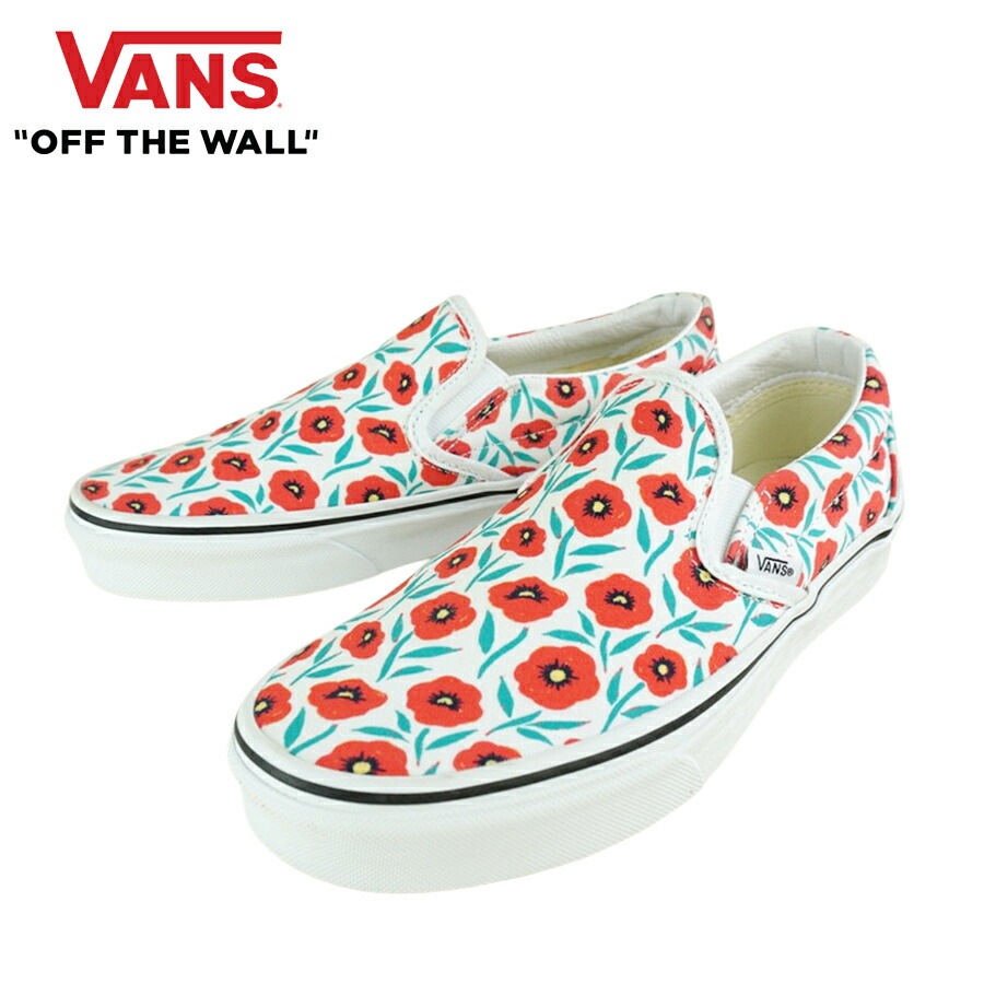 バンズ VANS ヴァンズレディース スニーカーCLASSIC SLIP-ON (FLOWERS) TRUE WHITE(フラワートゥルーホワイト)靴 スリップ