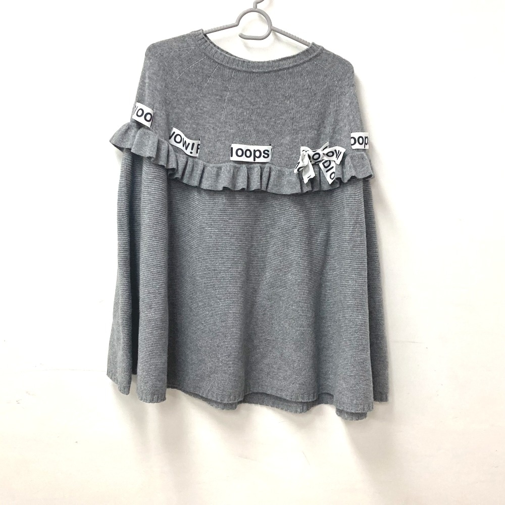 ポンチョ ロゴ リボン りぼん フリル アウター アパレル ニット ジャケット 上着 ウール グレー 15,620円