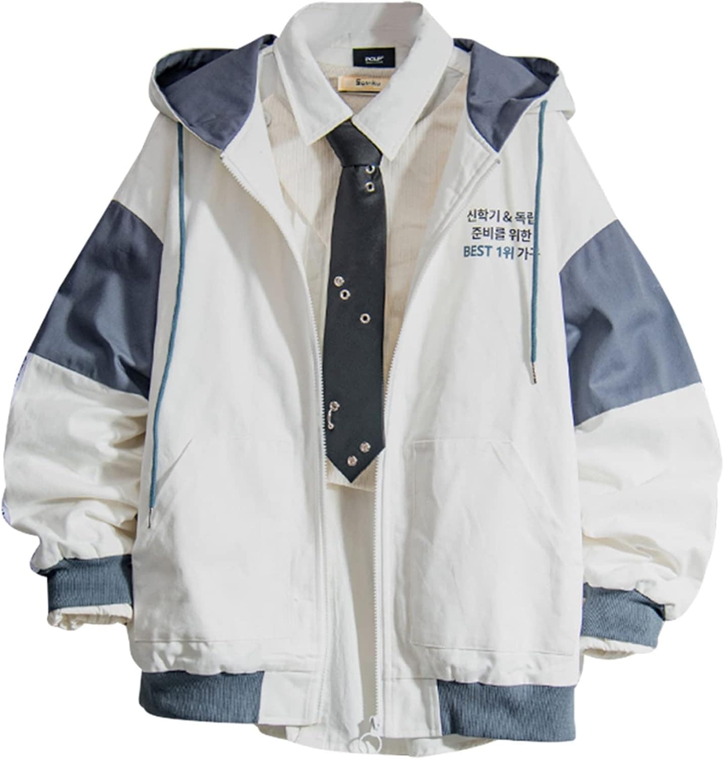 メンズ パーカー ジップアップ ジャケット アウター 春秋 切り替え プリント 英字柄 保温性 厚手 防寒着 着心地良い 体型カバー フード付き スプリングウェア スポーツ カッコイイ オシ