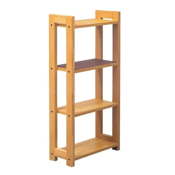 棚 ラック 木製 ナチュラルモダン 木目 おしゃれ 間仕切り パーテーション シンプル 無垢材 天然木 4段 リノリウム シェルフ バーガンディ