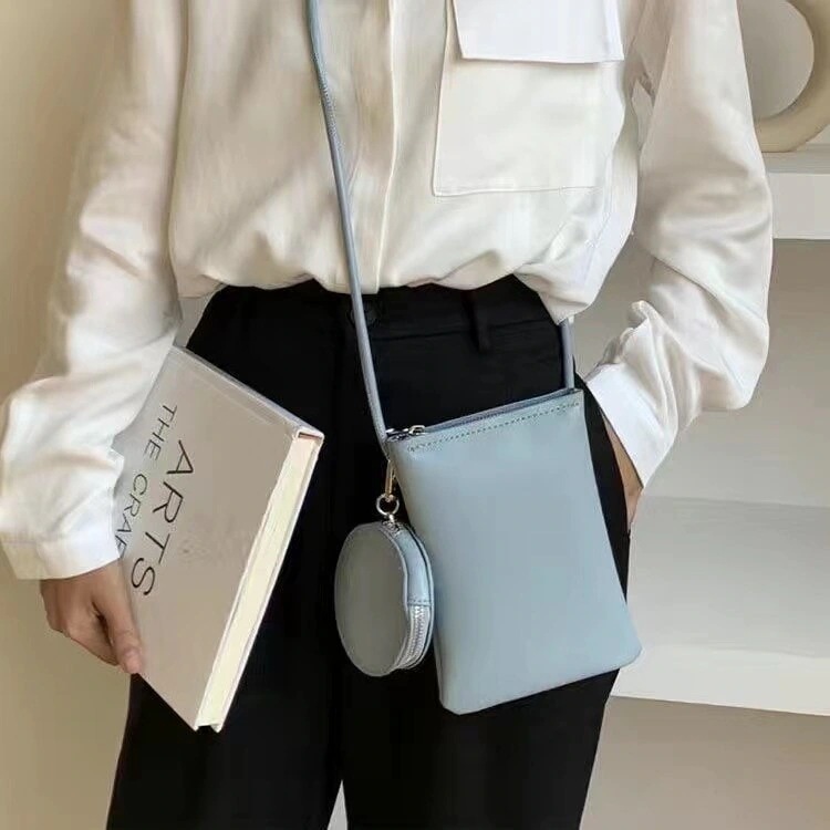 スマホポーチ夏の携帯電話のバッグの女性のバッグの柔らかい皮の斜めのショルダーバッグの散歩のミニバッグ