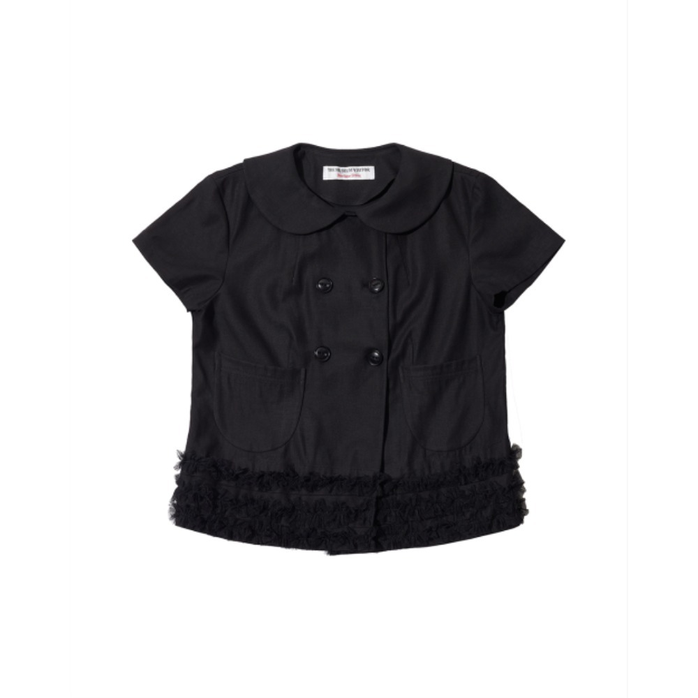 THE MUSEUM VISITOR THREELAYER RUFFLE SHORTSLEEVED TOP BL