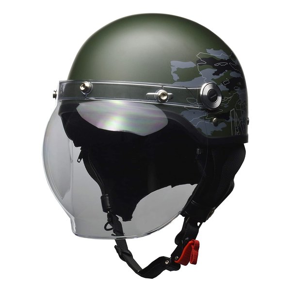 バイクヘルメット ハーフ CROSS バブルシールド付き CR-760 MILITARY GREEN