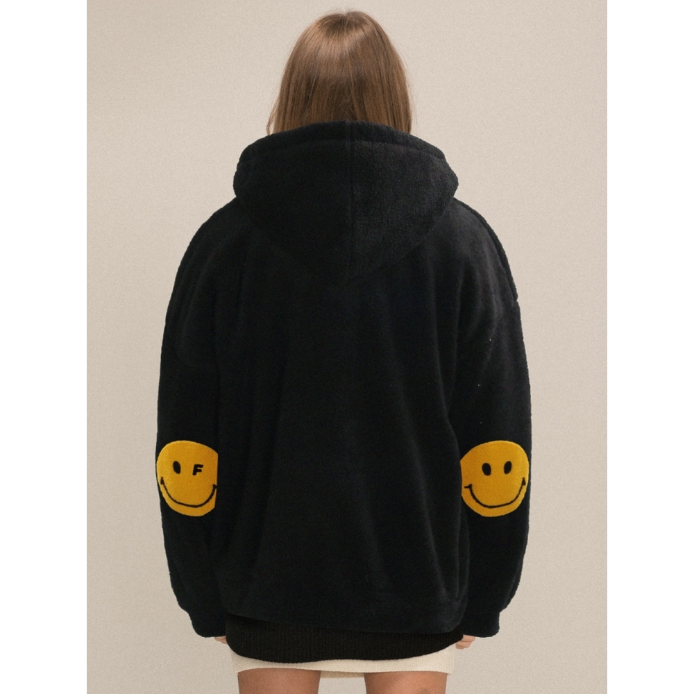 GRAVERエルボードットスマイルフリースフリースジャケットブラック