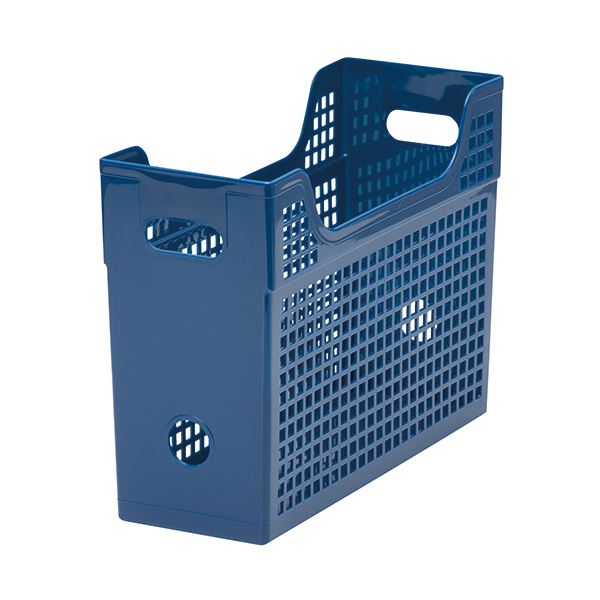 (まとめ) TANOSEE メッシュボックスA4ヨコ 背幅123mm 青 1個 (×30セット)