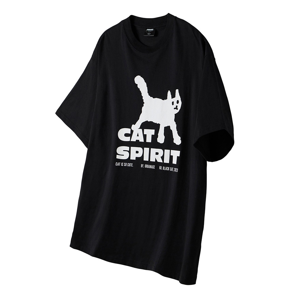 Cat Spirit Oversized Short-Sleeved_Black