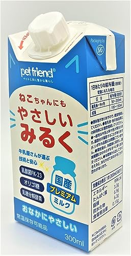 ペットフレンド キャットフード 国産プレミアムミルク ねこちゃんにもやさしいみるく( タウリン配合)わんちゃんには与えないでください 300ミリリットル (x 1) (ケース販売) *保存しやすいキ