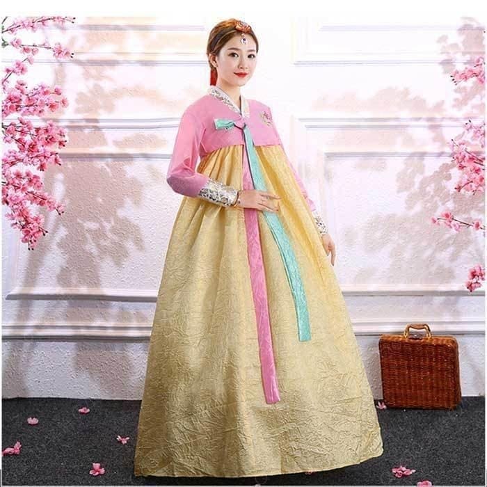 韓国伝統衣装 チマチョゴリ 韓国ドレス 朝鮮族衣装 パーティードレス コスプレ ステージ 撮影 学園祭 文化祭 イベント コスム 花柄 刺繍-23