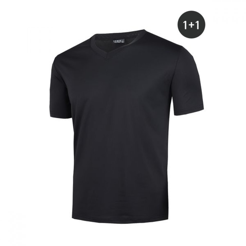 [ノーブルジーンズ] MP スパン Vネック半袖Tシャツ 1+1 メンズ機能性Tシャツサマートップ半袖かっこいい着心地 Vネック